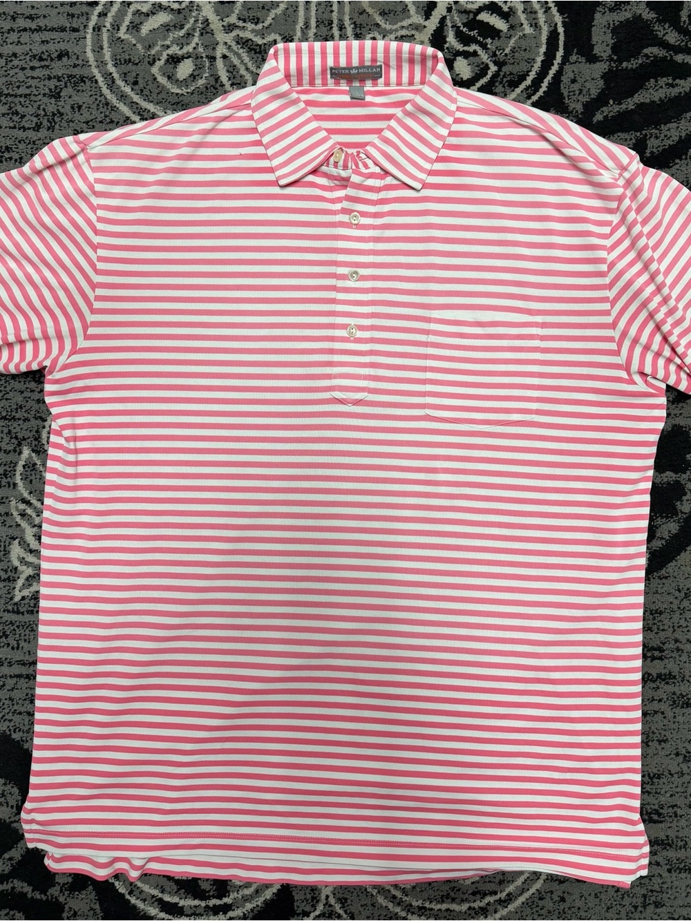 Peter Millar Pink and White Striped Polo